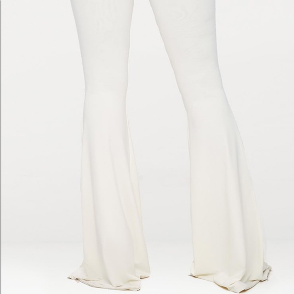 WHITE SLINKY FLARED PANTS- PLT - Picture 3 of 5
